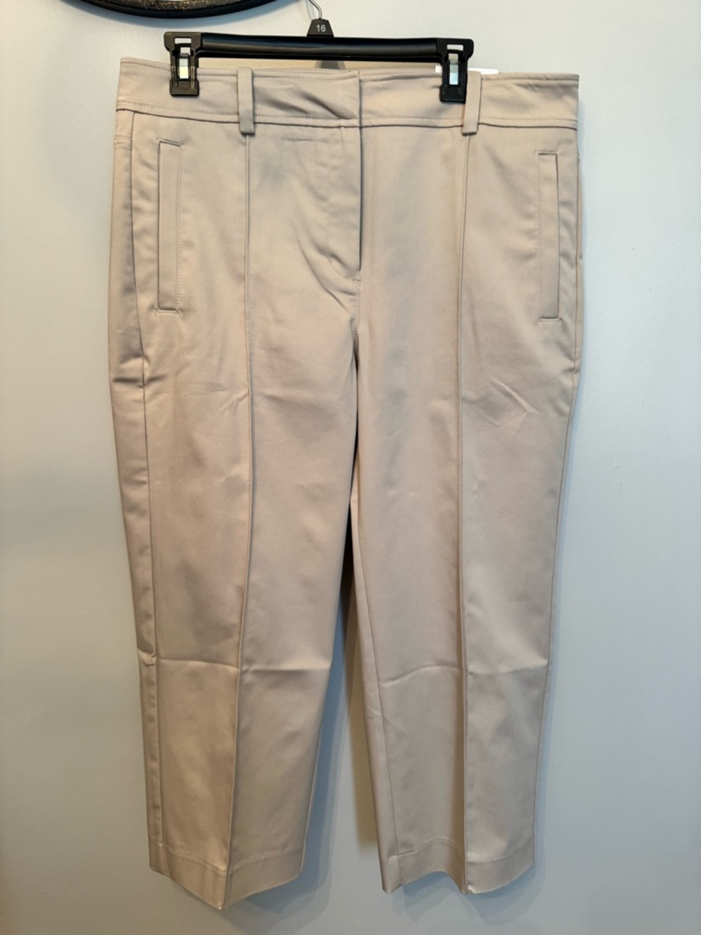 Chico's Fly Front Sateen Straight Crop pants Smokey Taupe NWT size 2(12)